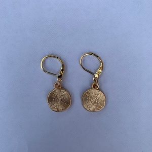 engraved gold coin earrings